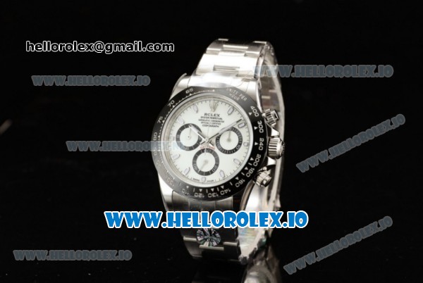 Rolex Cosmograph Daytona Clone Rolex 4130 Automatic Steel Case White Dial With Stick Markers Steel Bracelet - 1:1 Original (AR) - Click Image to Close